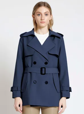 AUBREY | Short double breasted belted trench coat
