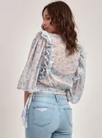 RUFFLE BLOUSE-DENIMBLUE