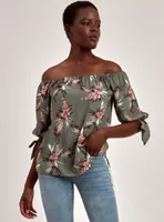 OFF THE SHOULDER TOP-KHAKI