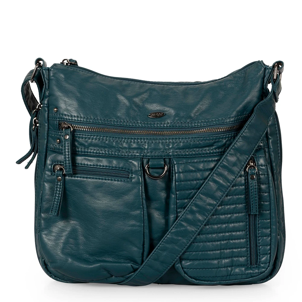 Sac à bandoulière extensible matelassé de taille moyenne avec poches avant
