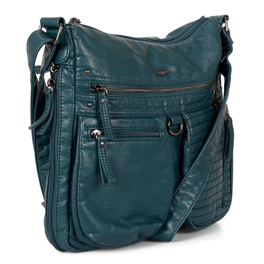 Sac à bandoulière extensible matelassé de taille moyenne avec poches avant