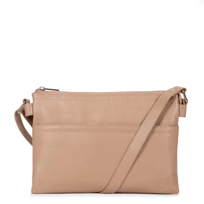 Small Leather RFID Crossbody - Taupe