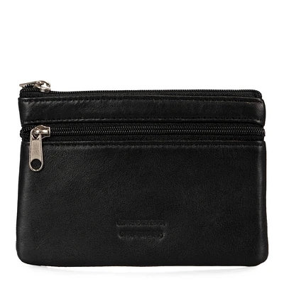 Basics Large Leather Front Zip Coin Case