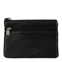 Basics Large Leather Front Zip Coin Case