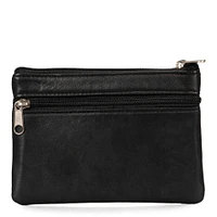 Basics Large Leather Front Zip Coin Case