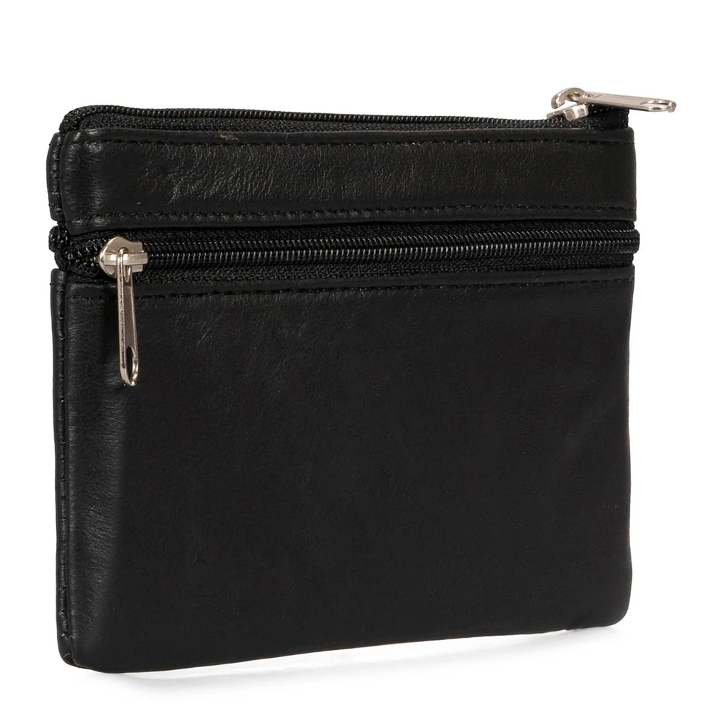Basics Large Leather Front Zip Coin Case