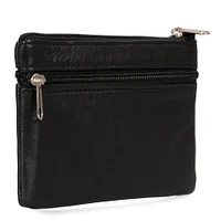 Basics Large Leather Front Zip Coin Case