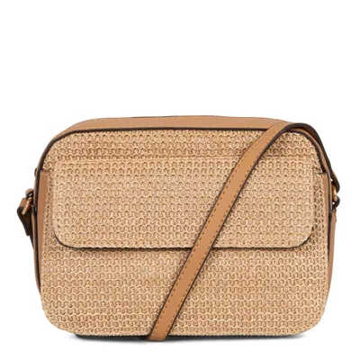 Straw Camera Crossbody Bag