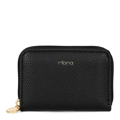 Petit sac à fermeture éclair RFID Pebbled Ketty de Riona, couleur taupe