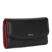 Portefeuille à rabat RFID Riona Lucy Pebbled 2.0 Noir et rouge