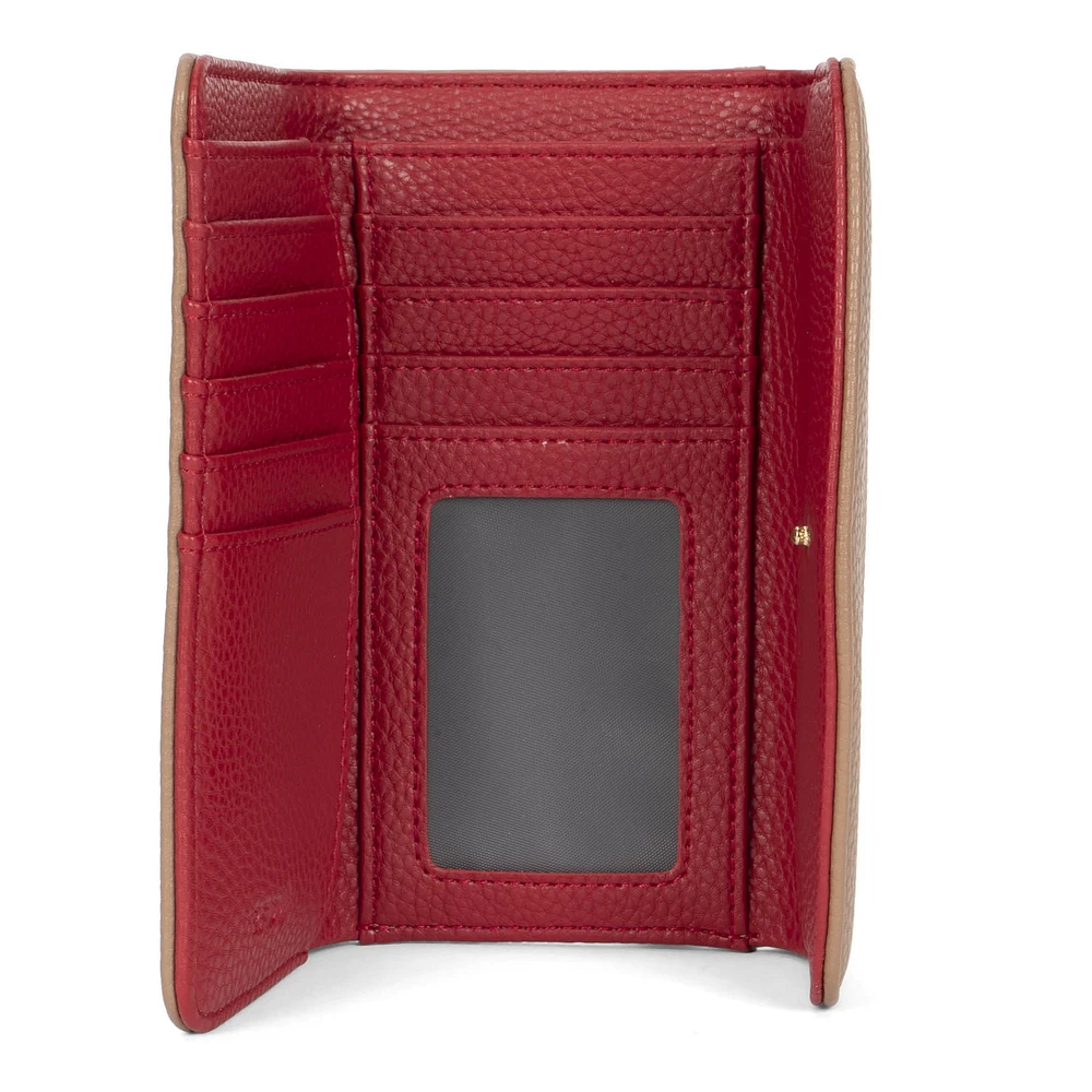 Riona Lucy Pebbled 2.0 RFID Small Flap Black & Red