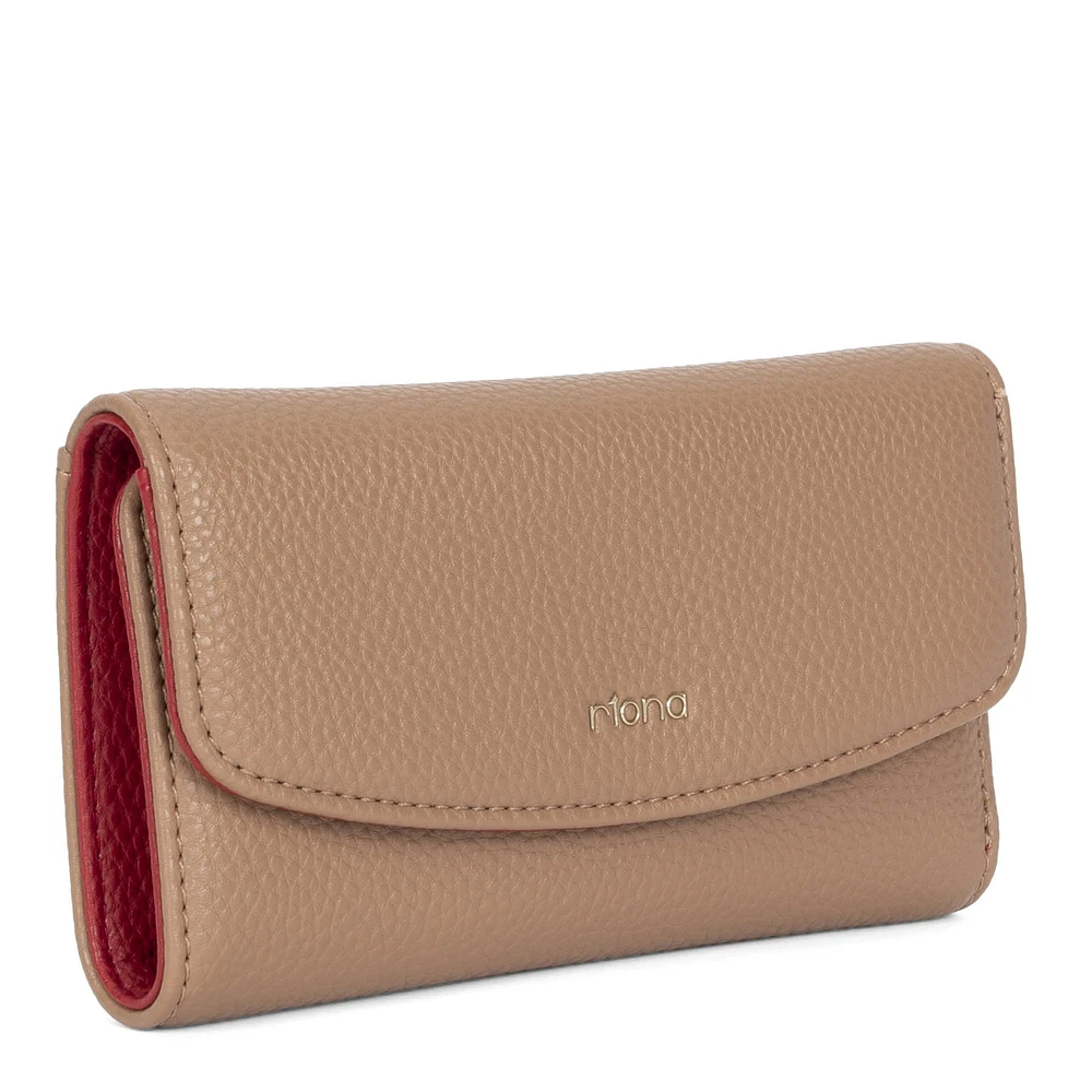 Riona Lucy Pebbled 2.0 RFID Small Flap Black & Red