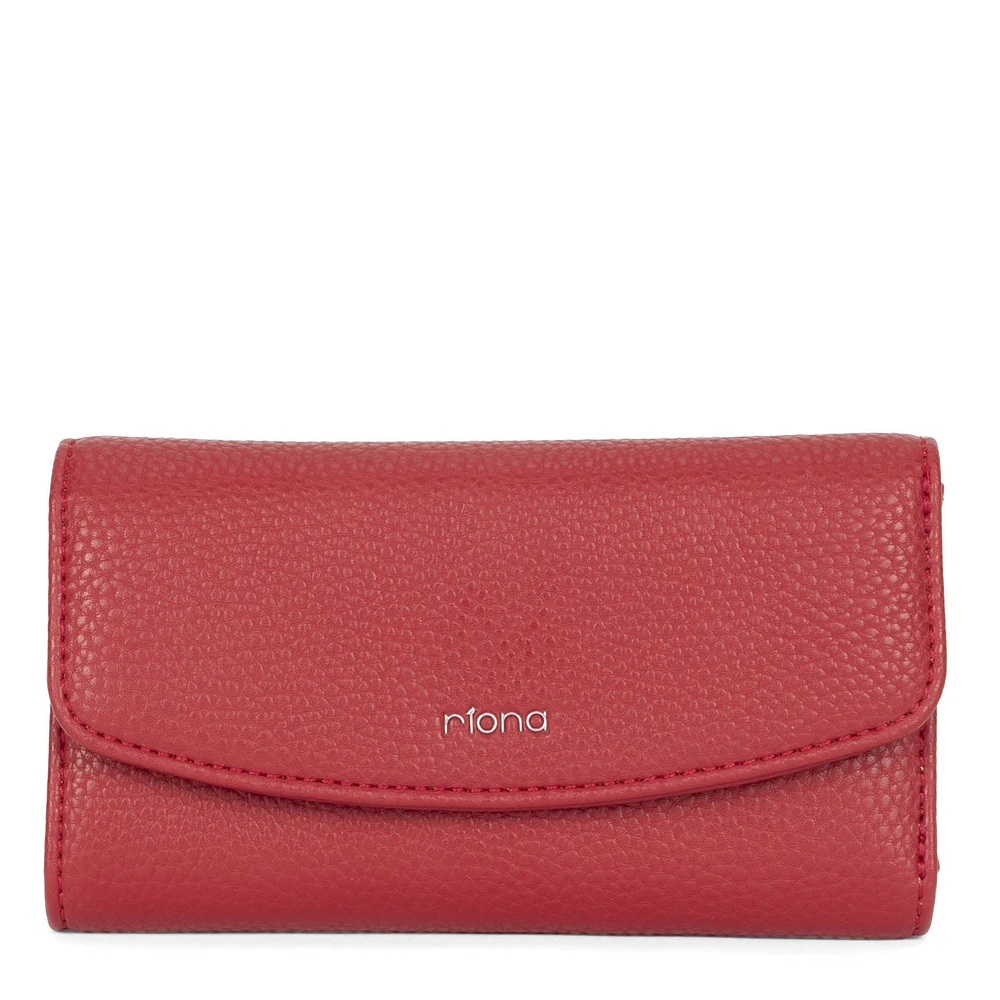 Riona Lucy Pebbled 2.0 RFID Small Flap Black & Red