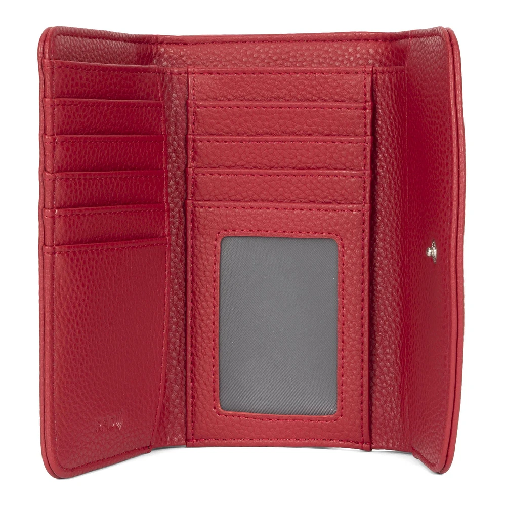 Riona Lucy Pebbled 2.0 RFID Small Flap Black & Red