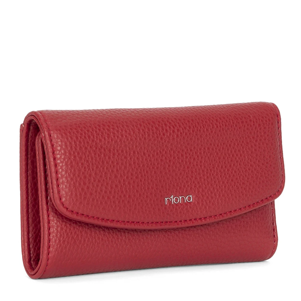 Riona Lucy Pebbled 2.0 RFID Small Flap Black & Red