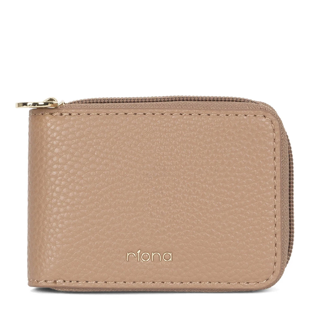 Riona Soho Pebbled RFID Zip Around Accordian Wallet