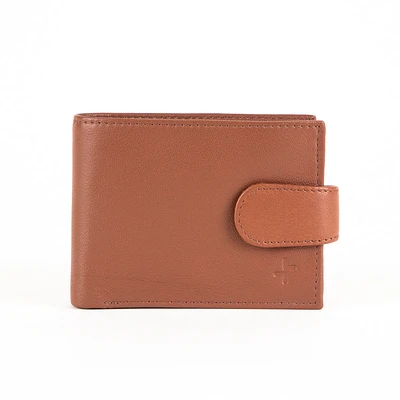 Étui en cuir Tracker Core RFID à double aile centrale avec bouton-pression