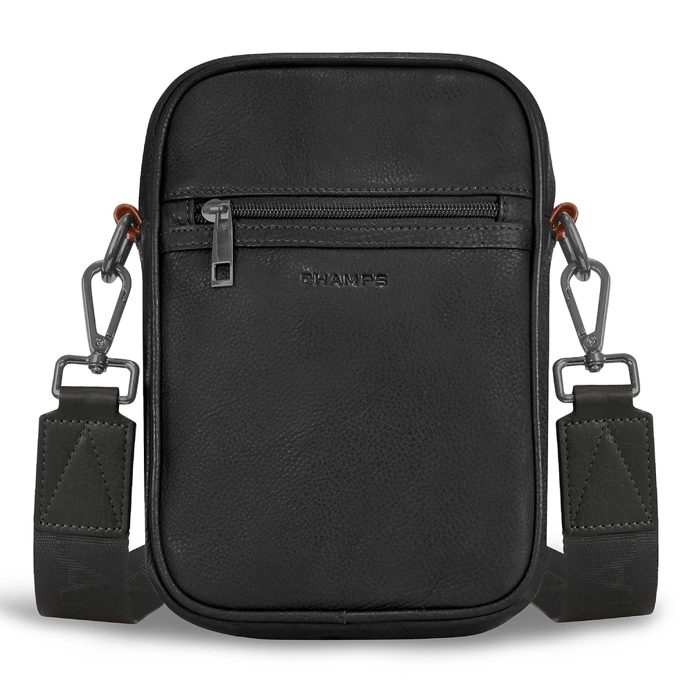 Onyx / Leather Vertical Cross-Body Bag *Drop Ship*