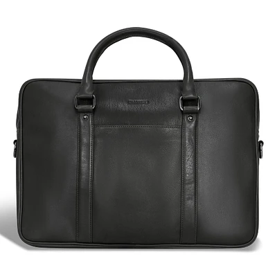 Onyx / Leather Slim Briefcase *Drop Ship*