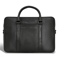 Onyx / Leather Slim Briefcase *Drop Ship*