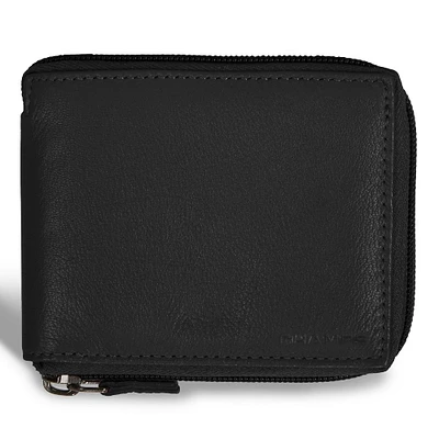 Onyx / Leather Zip Around Wallet *Drop Ship*