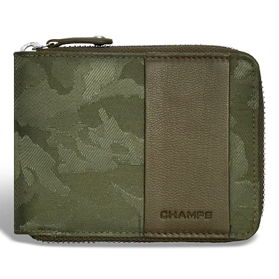 Camo / Leather Zip Around Wallet *Drop Ship*