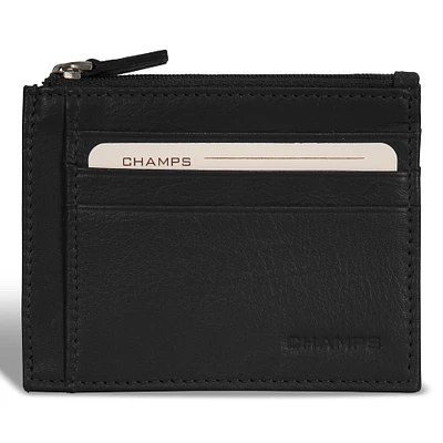 Onyx / Leather Zip Card Case *Drop Ship*