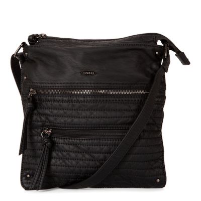 Small Faux Leather Quilted Multi Zip Crossbody
