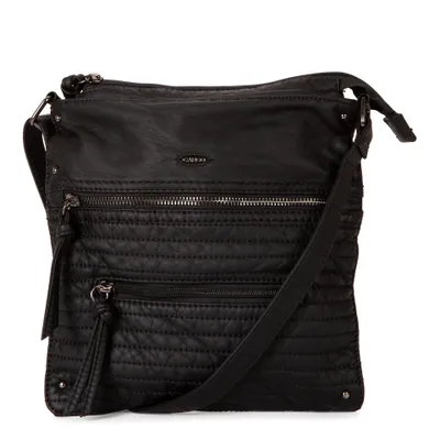 Petit sac à bandoulière multi-zip matelassé en similicuir - Black