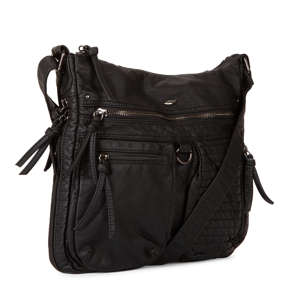 Sac à bandoulière extensible matelassé de taille moyenne avec poches avant