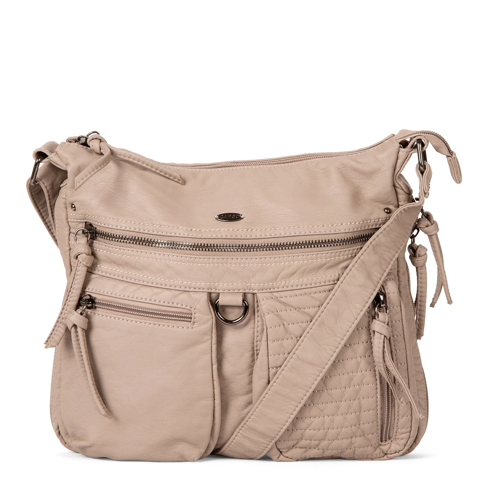Sac à bandoulière extensible matelassé de taille moyenne avec poches avant