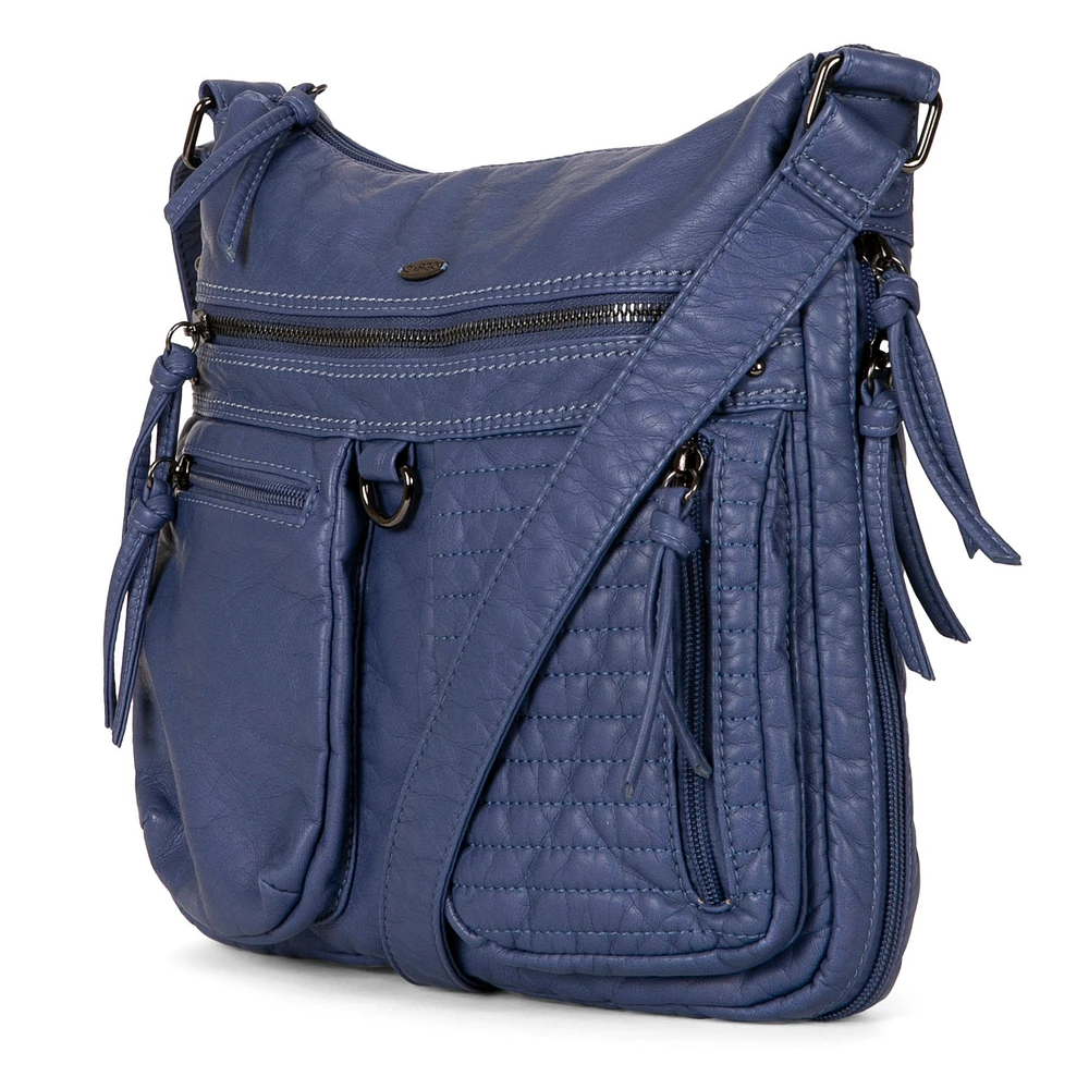 Sac à bandoulière extensible matelassé de taille moyenne avec poches avant