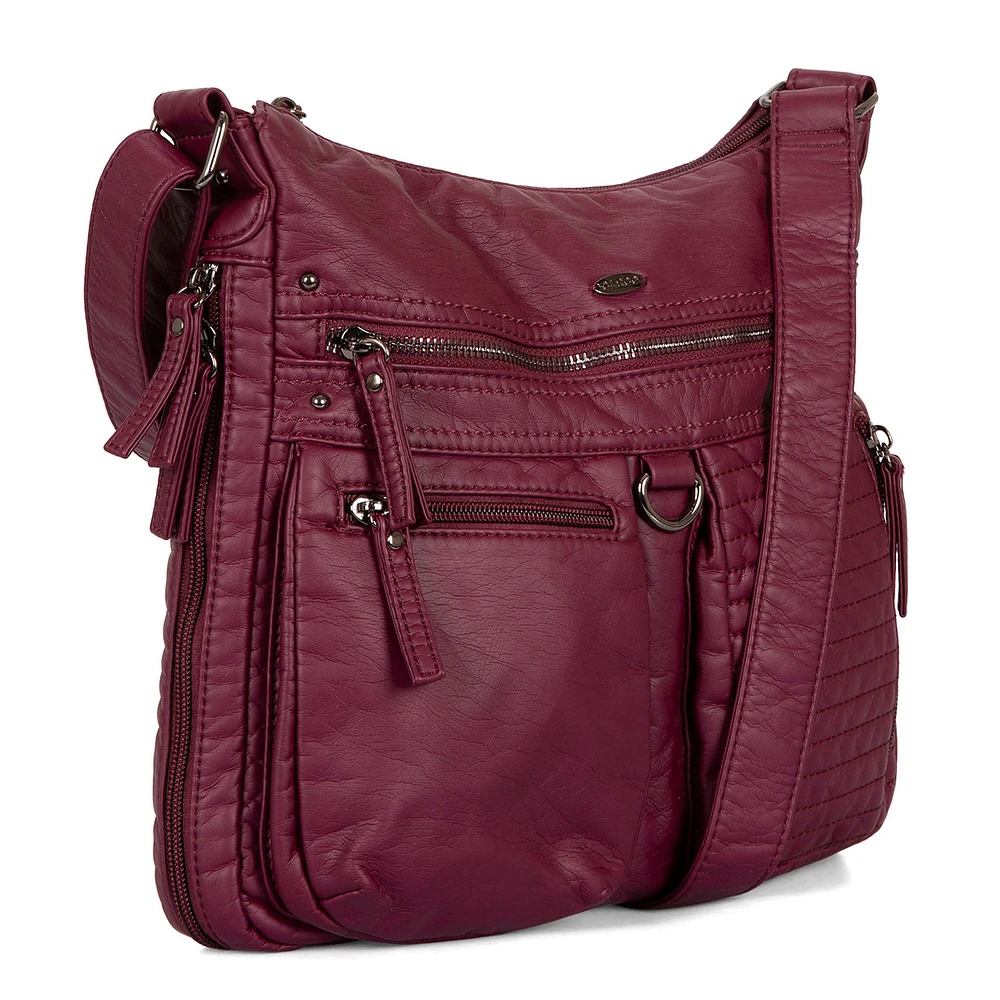 Sac à bandoulière extensible matelassé de taille moyenne avec poches avant