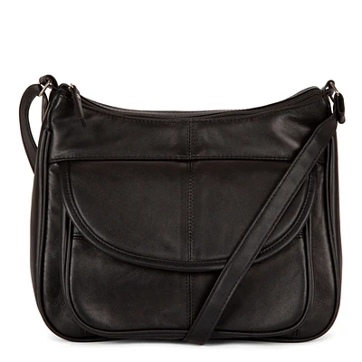 RFID Patch Leather Flap Crossbody