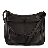 RFID Patch Leather Flap Crossbody