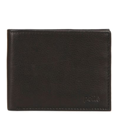 Portefeuille pliable mince RFID en cuir - Black