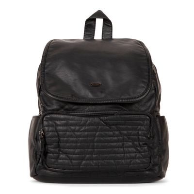 Quilted Flap Backpack - Black