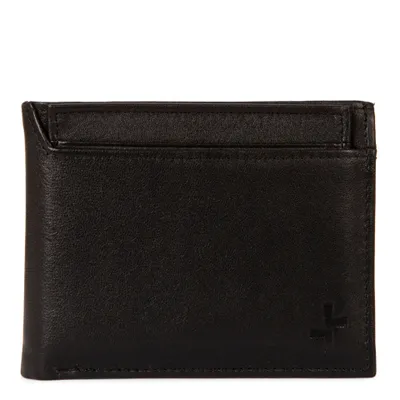 Leather RFID Flip-Up Wing Wallet - Black