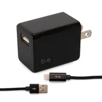 Câble de charge USB-A vers Lightning et chargeur mural 2,4 A - Black