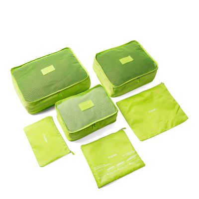 Green 3 Packing Cubes and 3 Storage Bags - Green