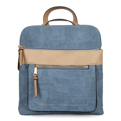 Faux Linen Convertible Backpack