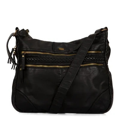 Braided Expandable Large Crossbody Bag - Black