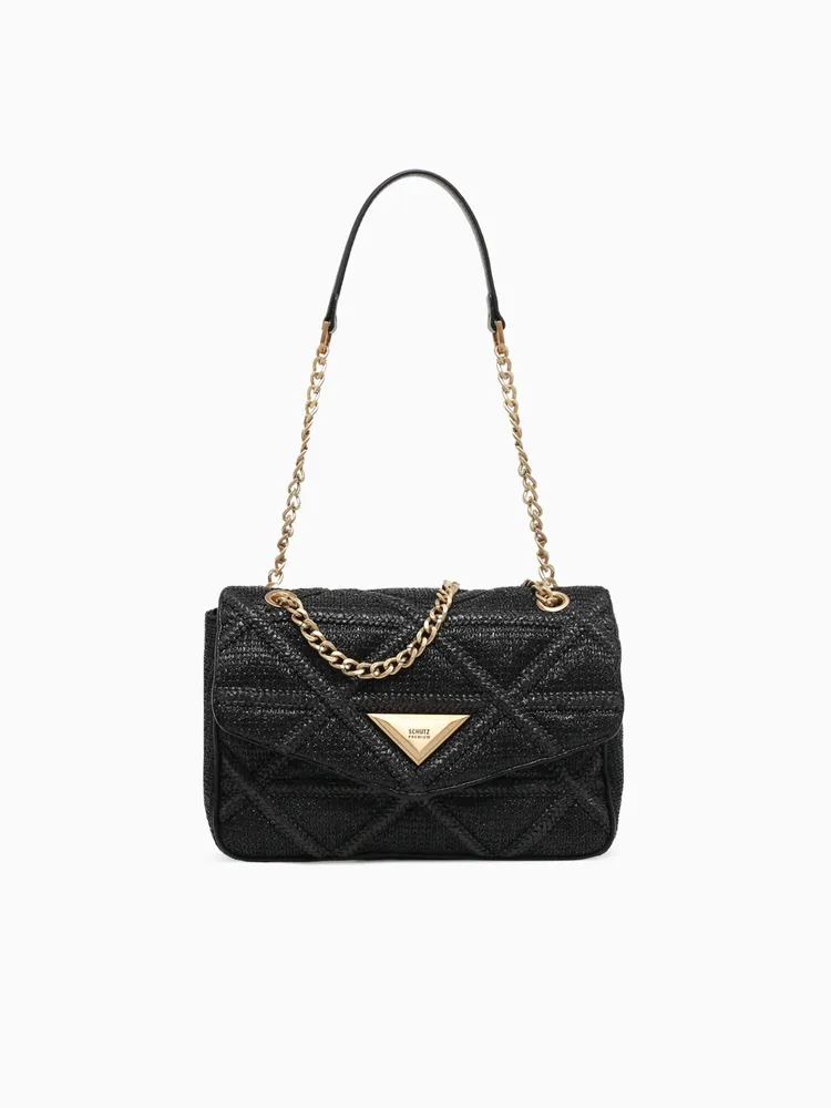 944 Knotty Black Raffia Shoulder Bag