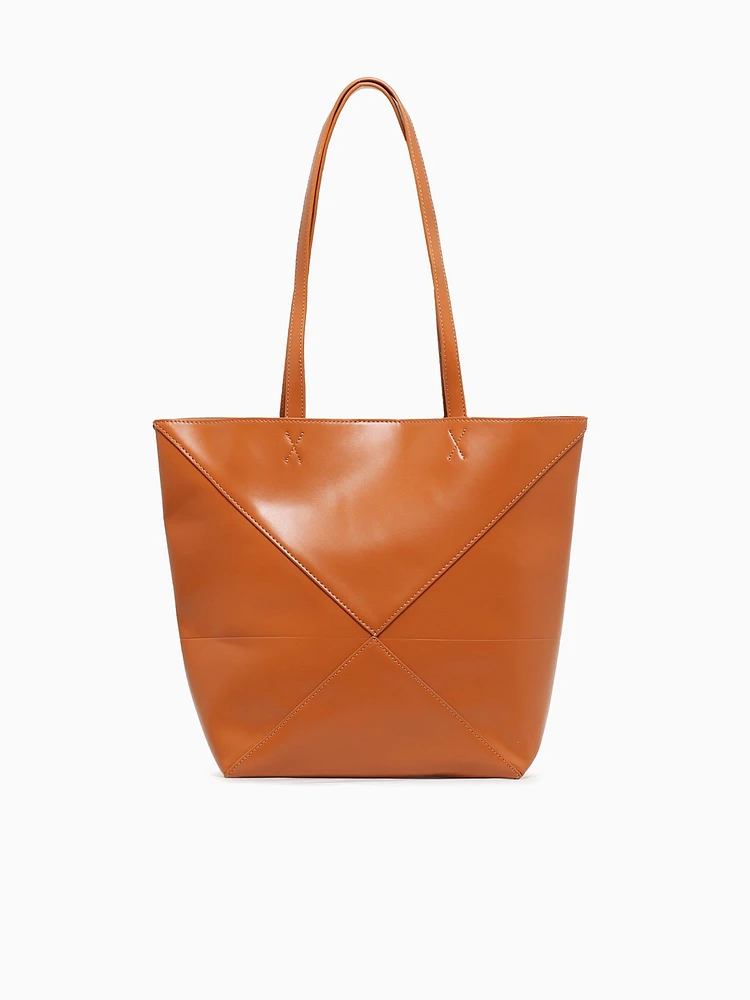 Geometric Tote Tan