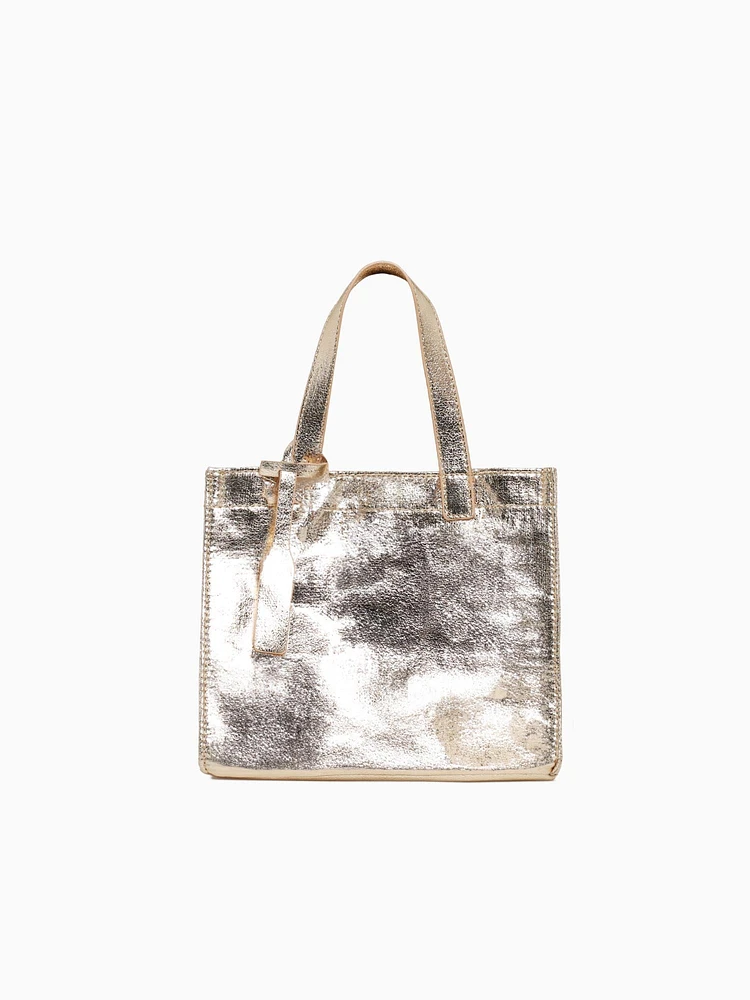 Metallic Sml Shopping Tote Gold