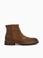 Barett Zip Boot Brown  Wazed Suede