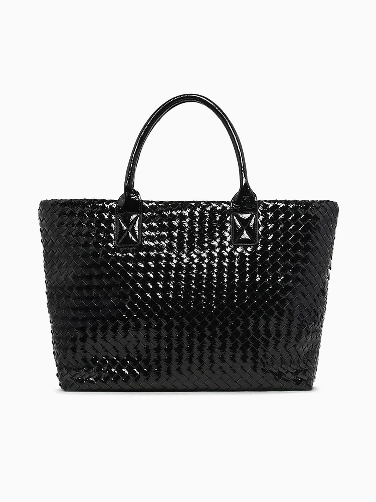 Woven Tote Black Pat