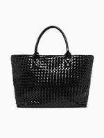 Woven Tote Black Pat