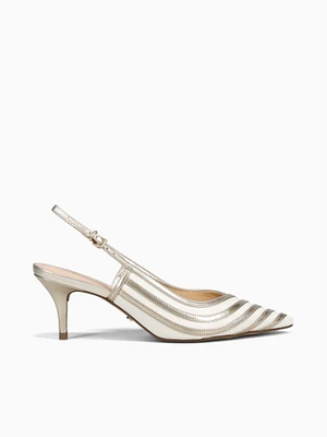 Larisa Cream White Platino leather metal