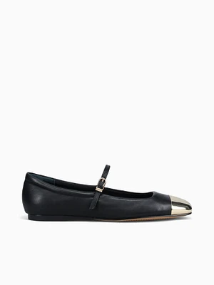 Reyes Toe Cap Black Leather